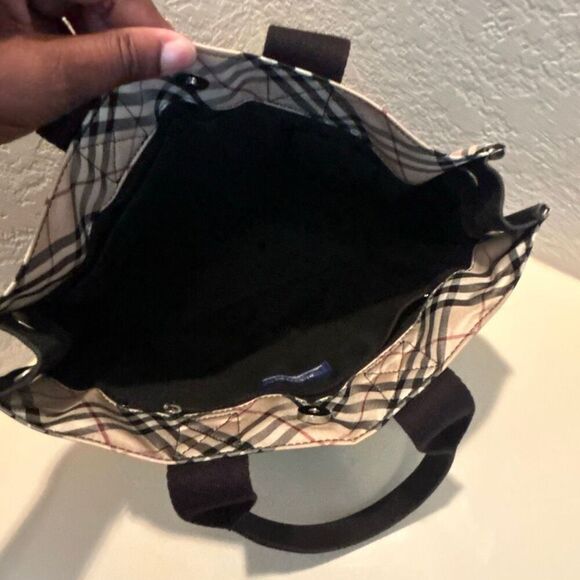 Burberry London Blue Label Nova Check Canvas Tote Black Tan Classic Print Preppy - Picture 4 of 12